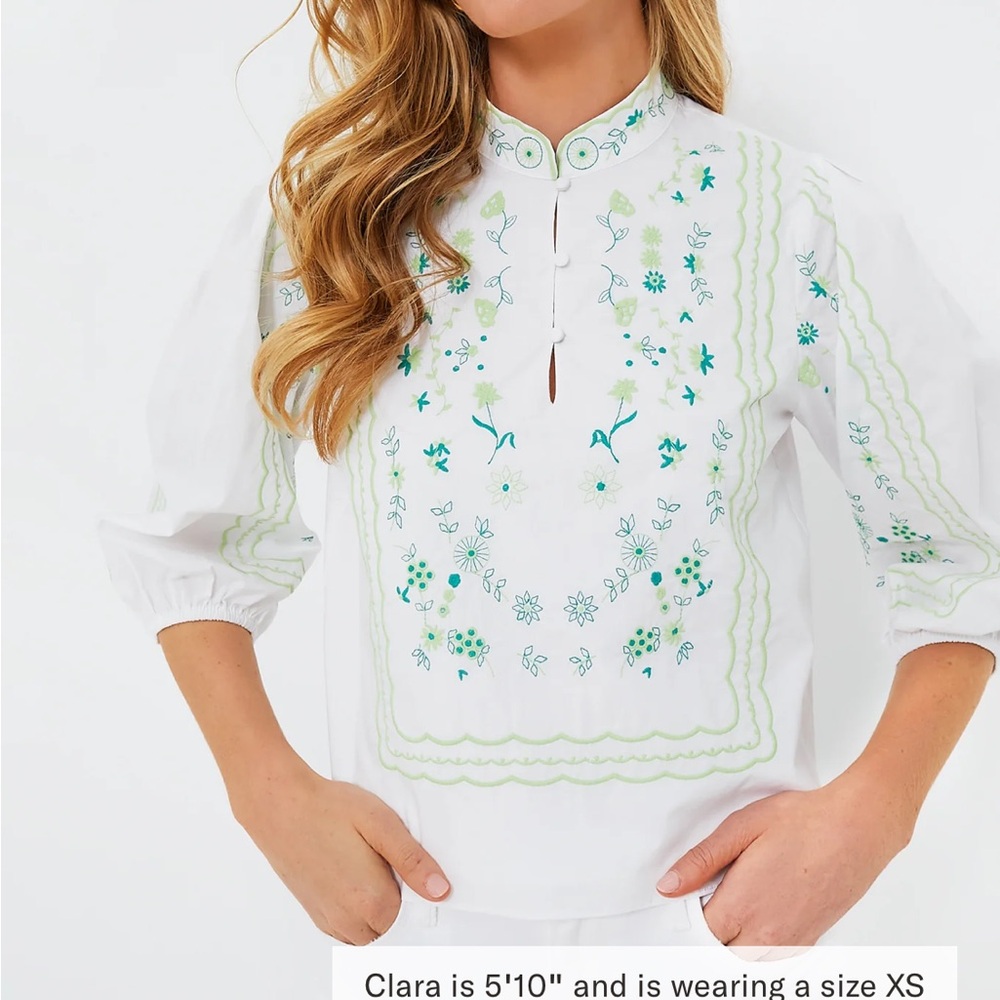 HYACINTH HOUSE

Green Embroidery Erin Blouse